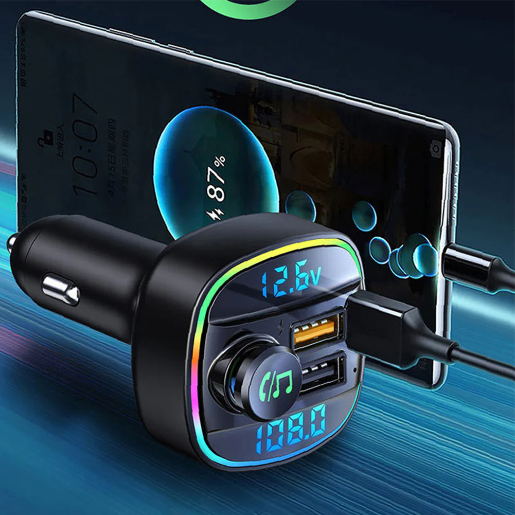 Bluetooth 5.0 Adaptateur d'émetteur FM sans fil de voiture Chargeur USB PD AUX Mains libres