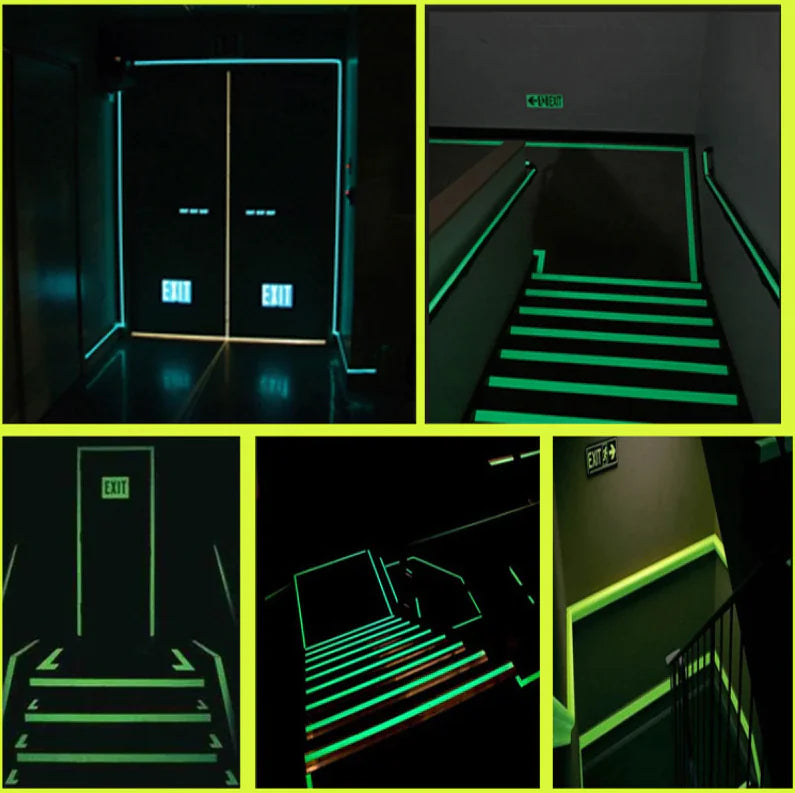 2PC Ruban lumineux Auto-adhésif Glow In The Dark Autocollant mural Lumière fluorescente