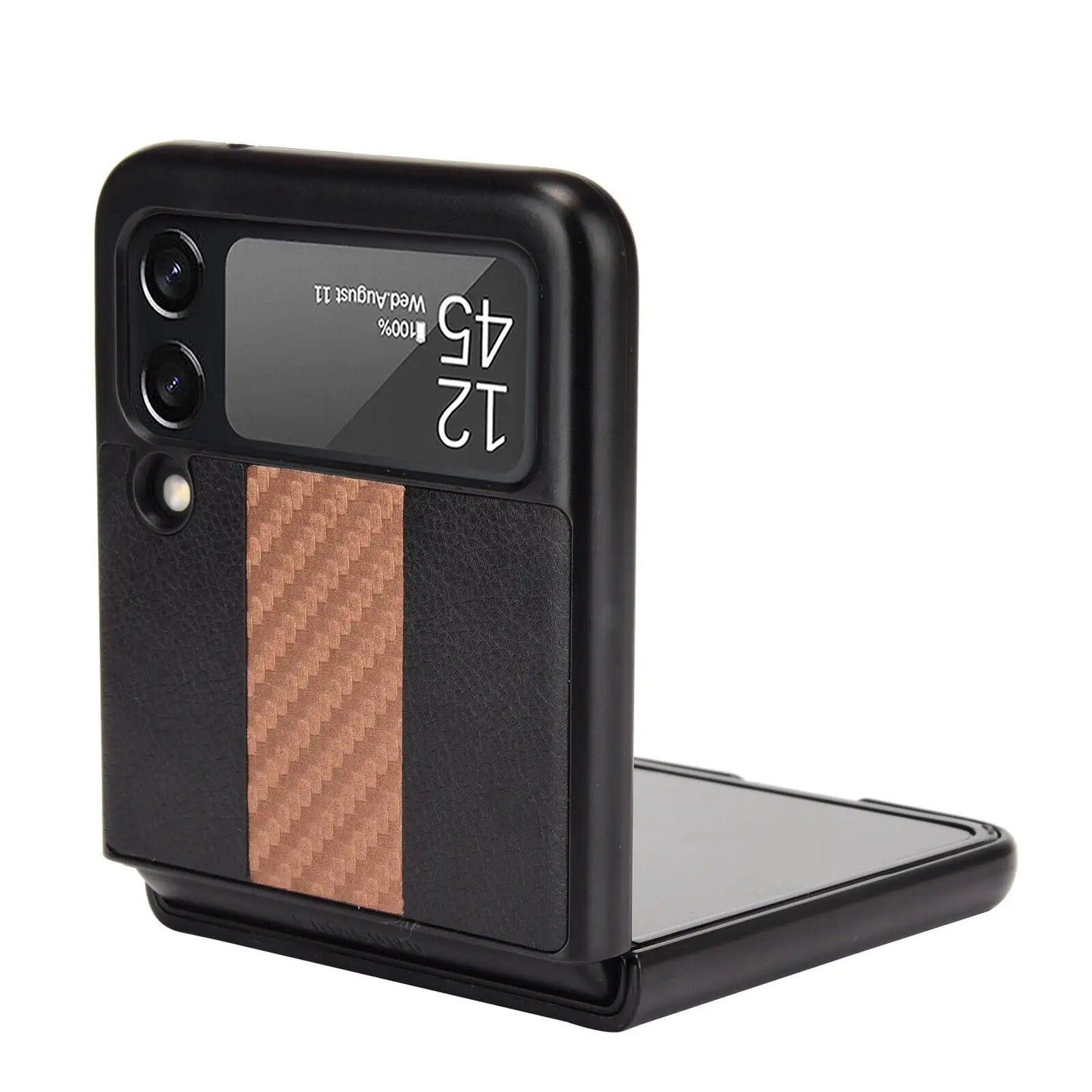 Pour Samsung Galaxy Z Flip 3 5G Housse de téléphone en cuir pliant mince et antichoc