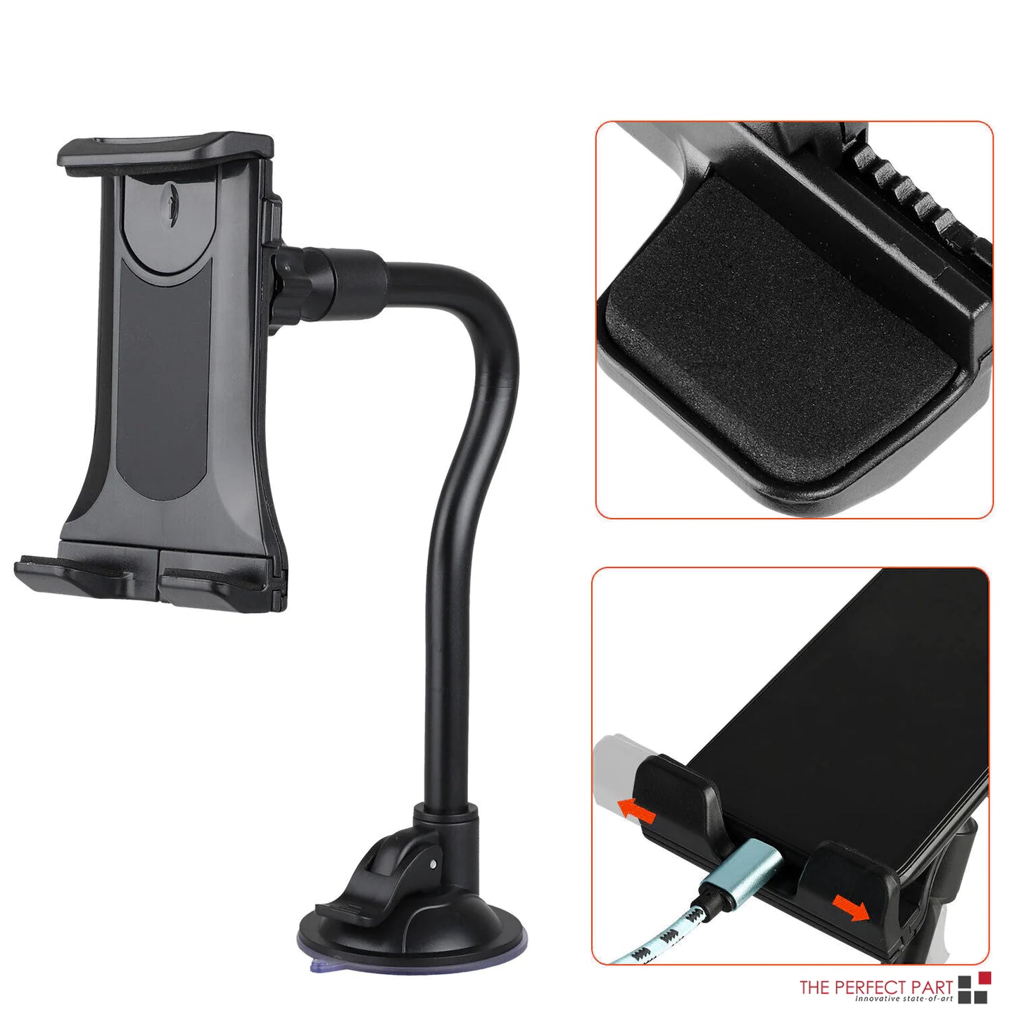 Support de pare-brise de voiture universel à 360° Support de bureau pour téléphone portable Tablette iPad GPS