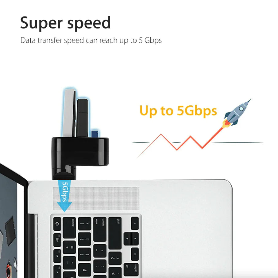 Adaptateur pour ordinateur portable haute vitesse 3 ports USB 3.0 Multi HUB Splitter Expansion Desktop PC