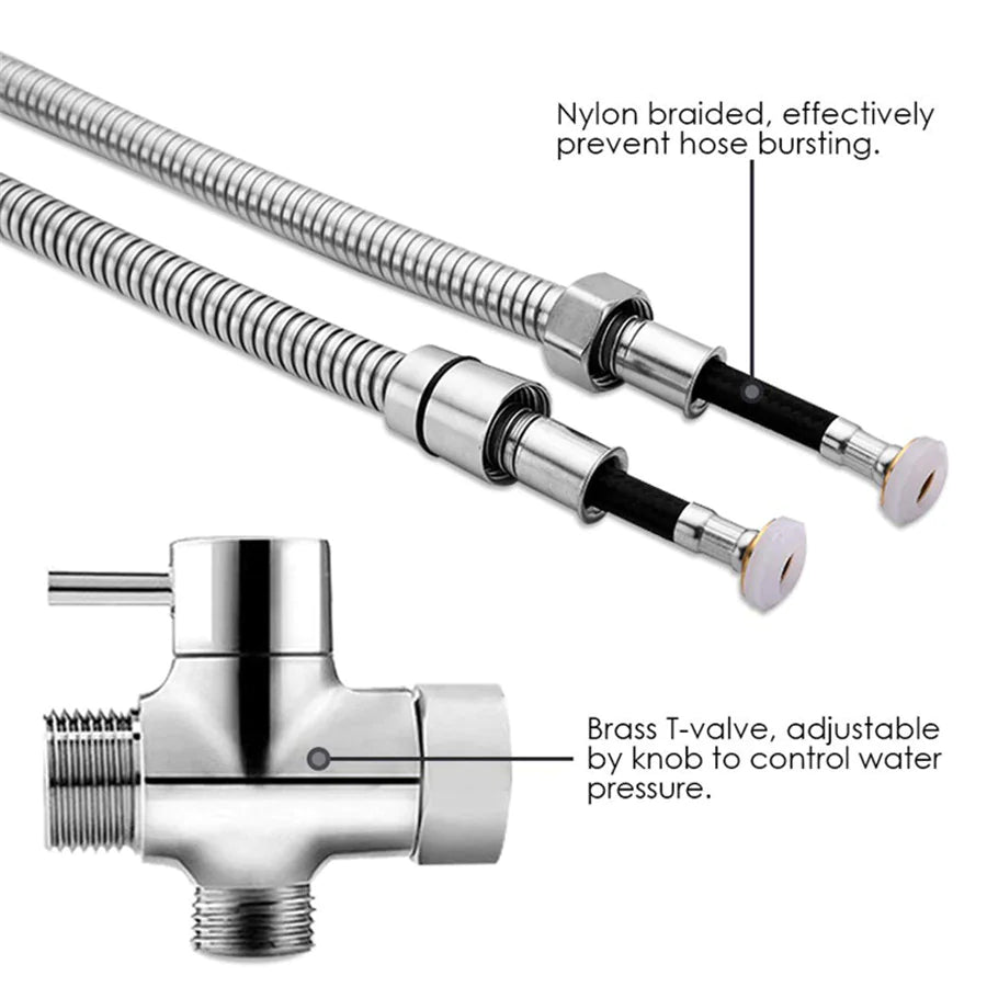 Toilettes Shattaf Adaptateur Tuyau Bidet Spray Pomme de douche à main en acier inoxydable US