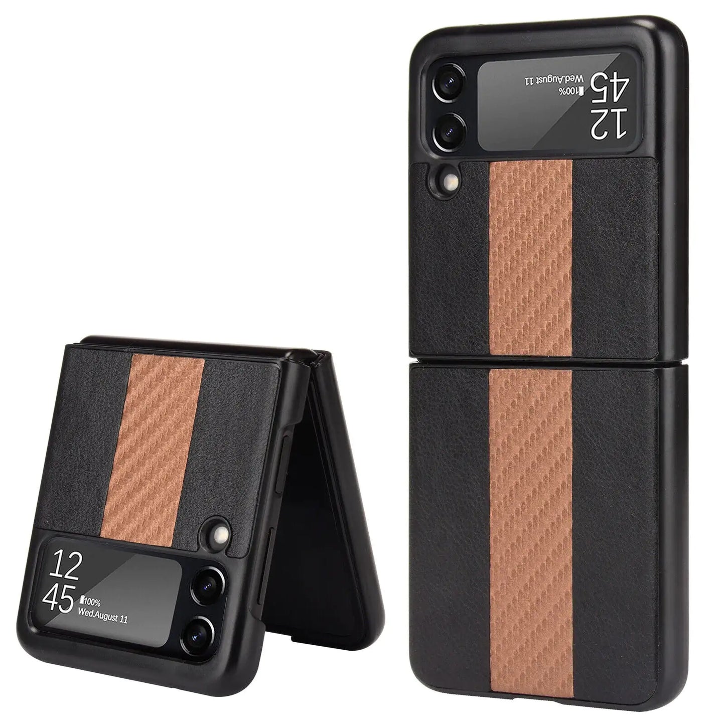 Pour Samsung Galaxy Z Flip 3 5G Housse de téléphone en cuir pliant mince et antichoc