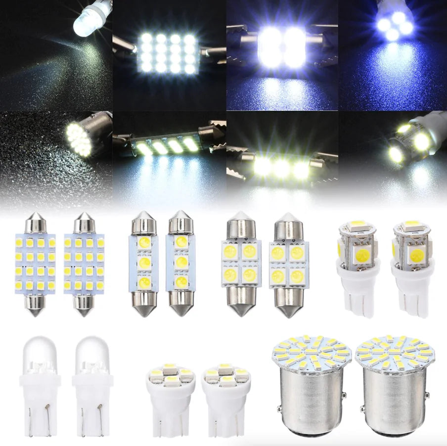 14Pcs T10 36mm LED Intérieur Accessoires de voiture Kit Carte Dôme Plaque d'immatriculation Lumières