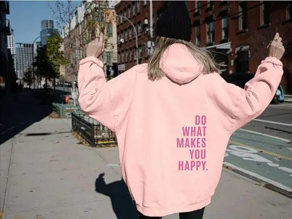 Sweat à capuche sport avec imprimé « Faites ce qui vous rend heureux »