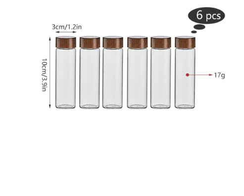Ensemble de tubes de rangement pour café et thé en bois de noyer - Récipients en verre avec présentoir