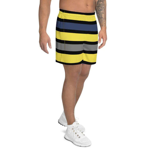 Short long tropical bleu foncé/jaune pour homme