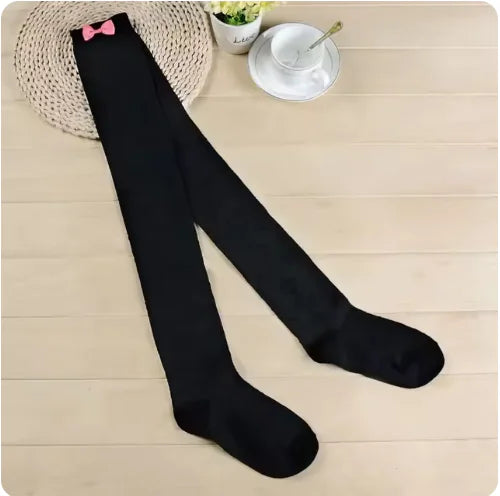 Cuisses brodées à nœud rose Kawaii
