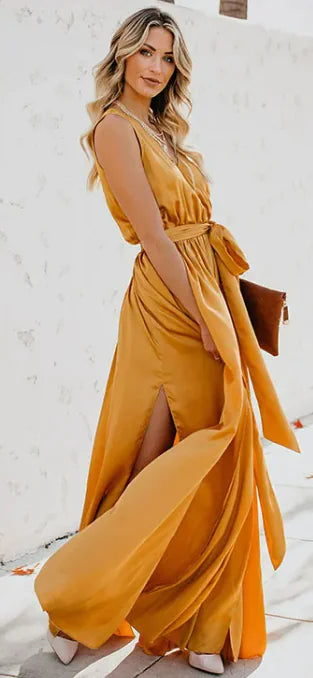 Robe sans manches à col en V