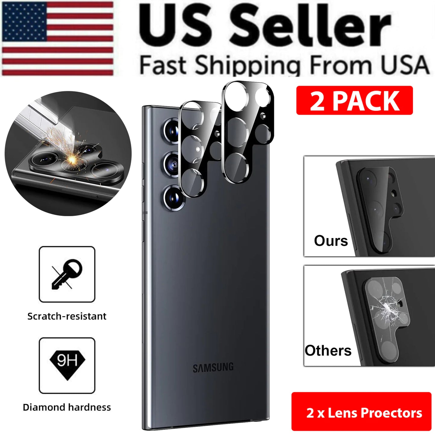 Protecteur D'écran En Verre Trempé Lens Hydrogel Pour Samsung S23 S22 Ultra Plus USA