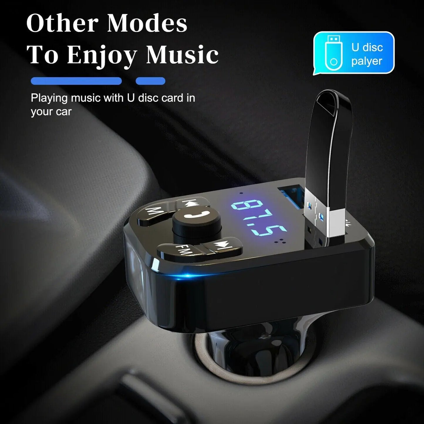 Transmetteur FM Bluetooth pour voiture sans fil Adaptateur de chargeur USB audio MP3 mains libres