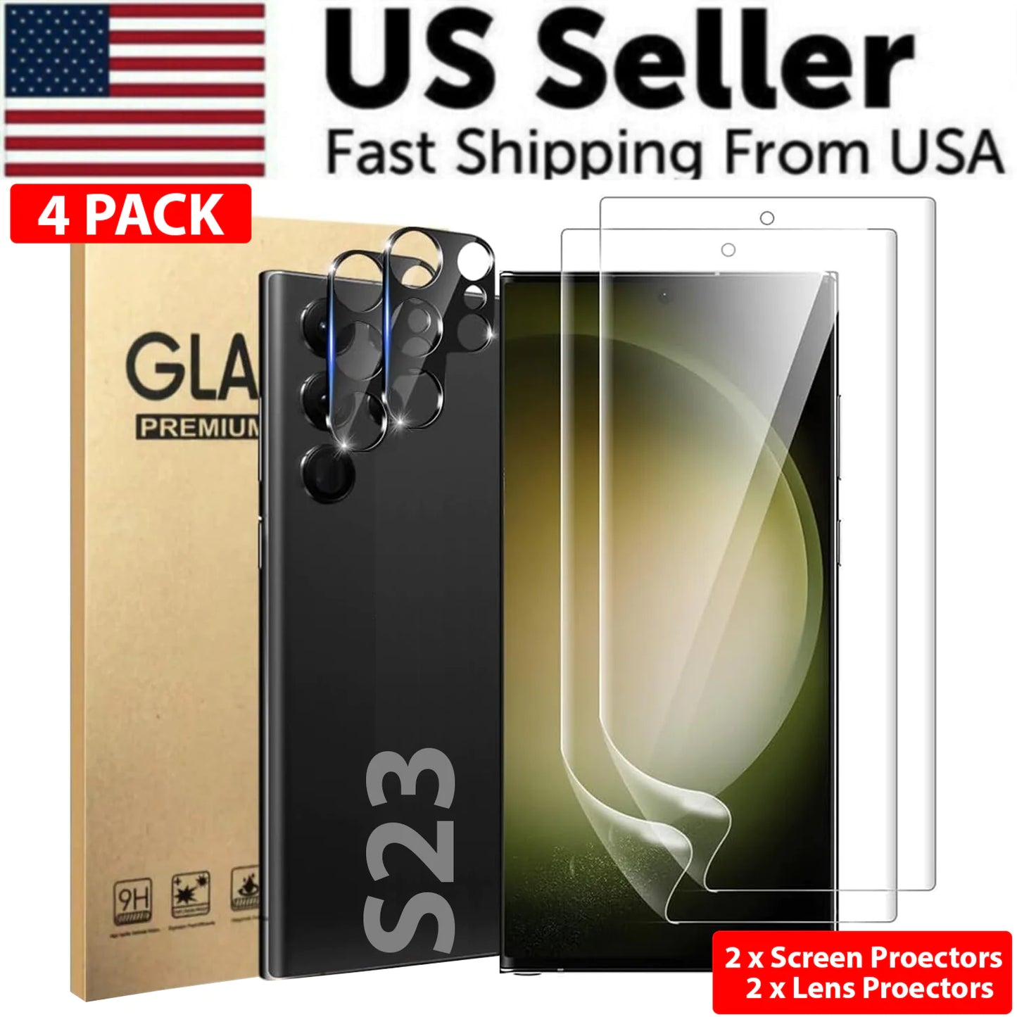 Protecteur D'écran En Verre Trempé Lens Hydrogel Pour Samsung S23 S22 Ultra Plus USA