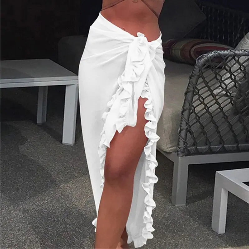 Robe portefeuille sarong de plage en mousseline de soie