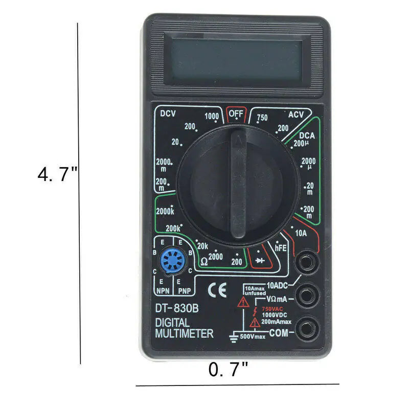 Multimètre numérique 7 Fn AC DC Voltage Volt 10 Amp Current Resistance Ohm Meter