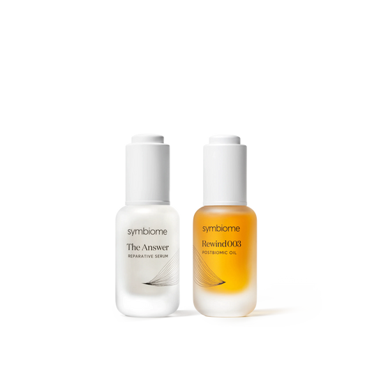 Ensemble de peau souple (The Answer Reparative Serum + Rewind003 Age-Defying Postbiomic Oil) - par Symbiome