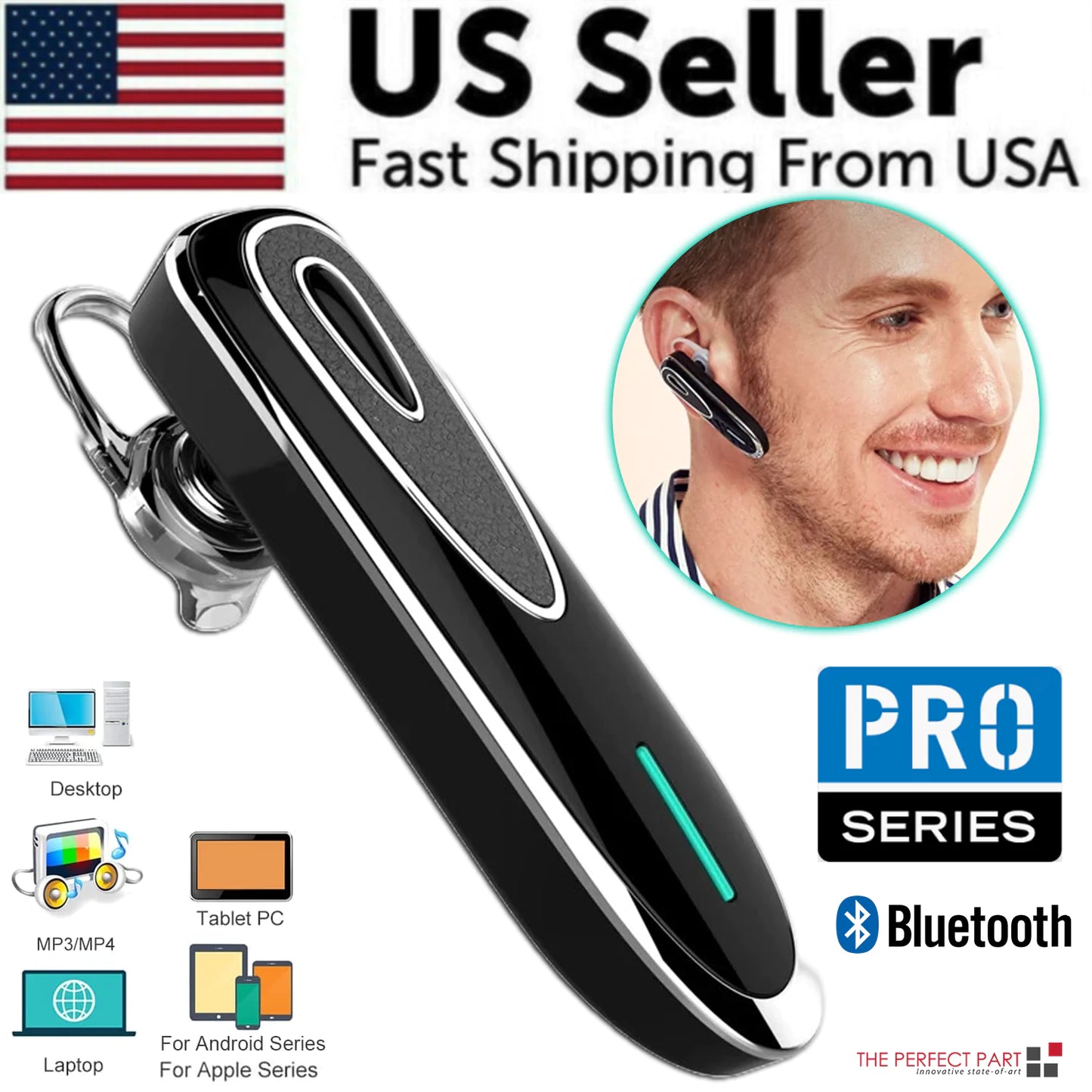 Écouteur Bluetooth Sans Fil Mains Libres Casque Casque Casque Microphone
