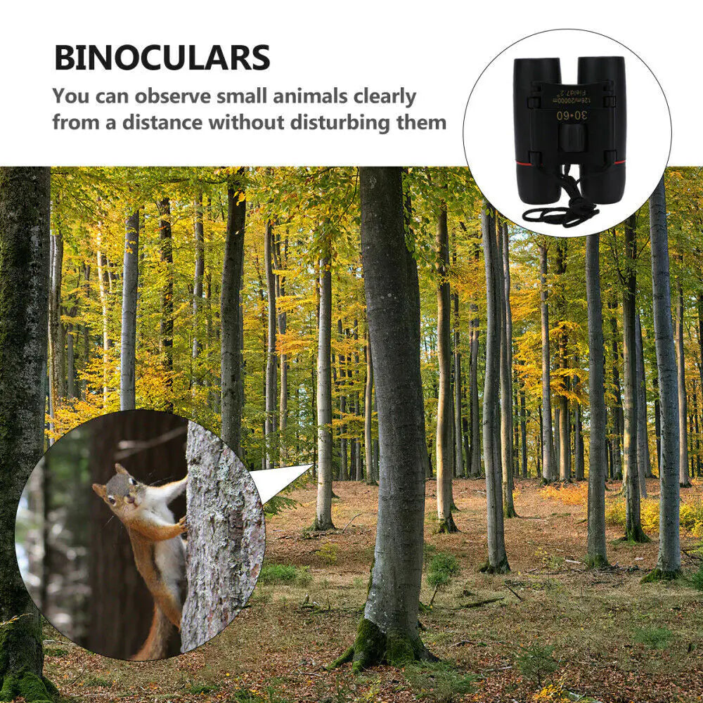 Jumelles 30x60 Zoom Voyage en plein air Télescope pliant compact Chasse Jour/Nuit