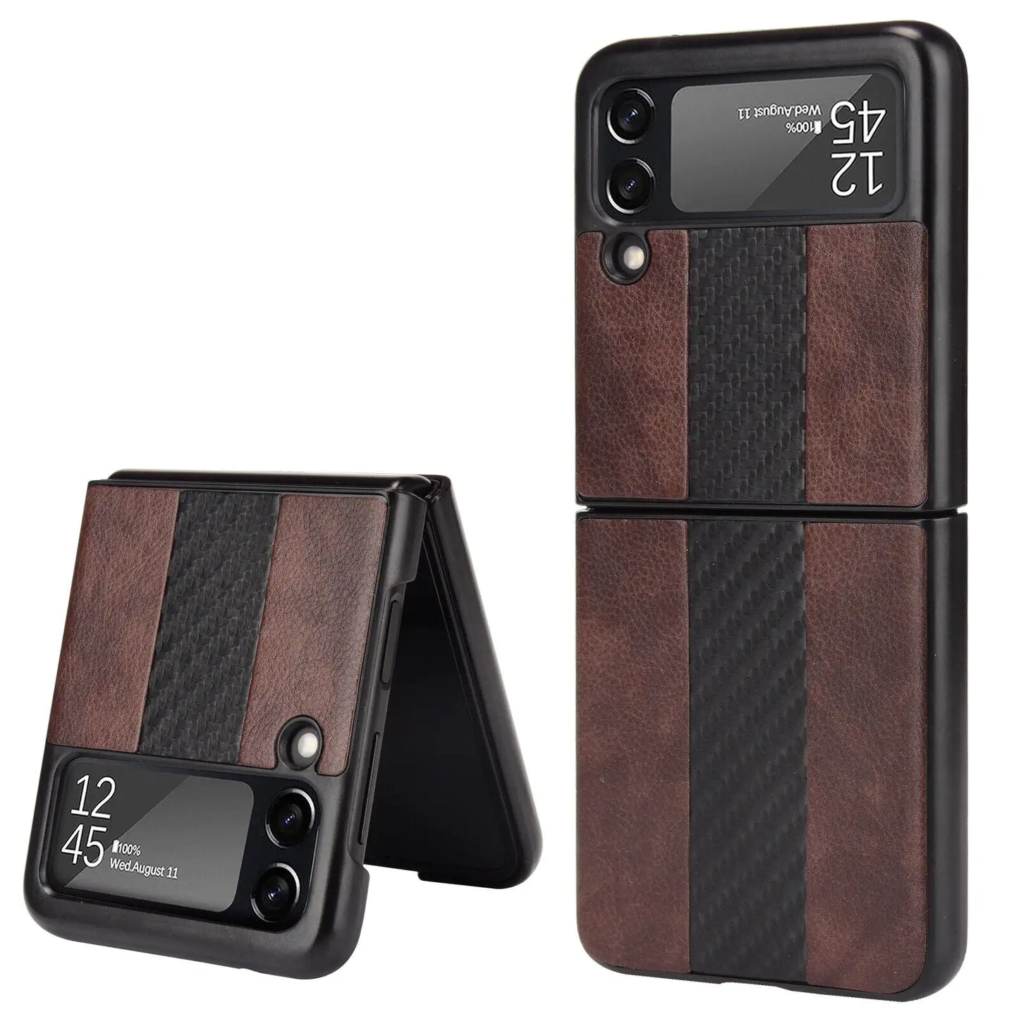 Pour Samsung Galaxy Z Flip 3 5G Housse de téléphone en cuir pliant mince et antichoc