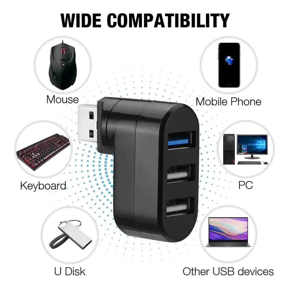 Adaptateur pour ordinateur portable haute vitesse 3 ports USB 3.0 Multi HUB Splitter Expansion Desktop PC