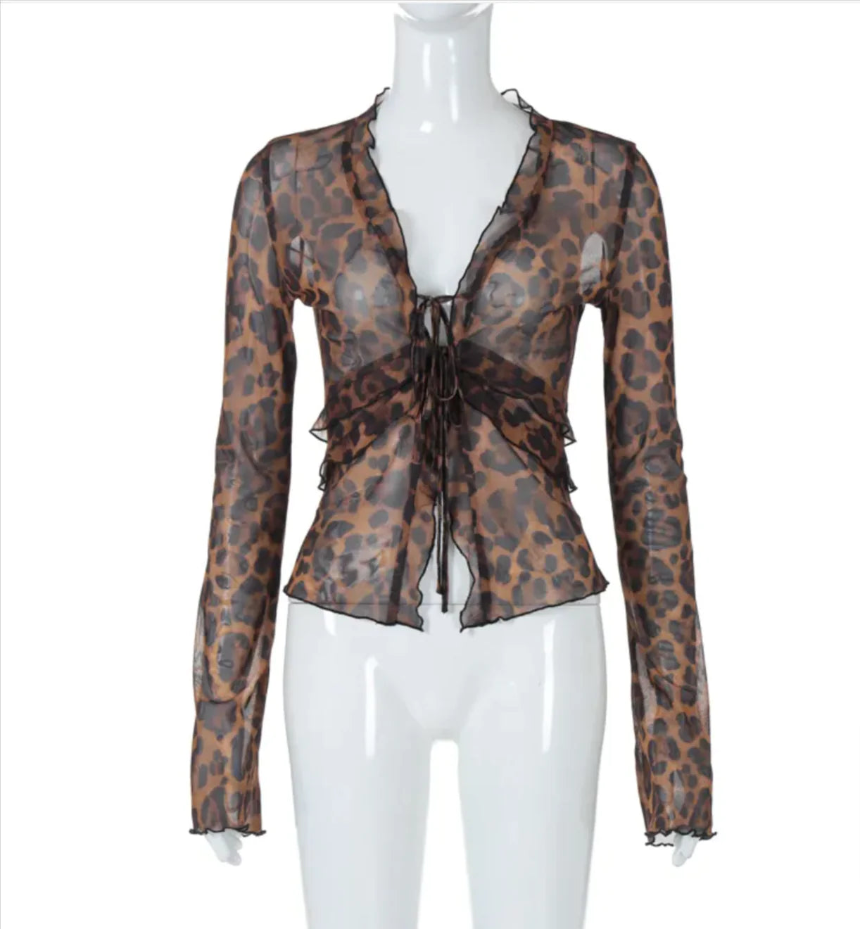 T-shirt cardigan en maille à lacets sensuel : style chic et transparent sans effort