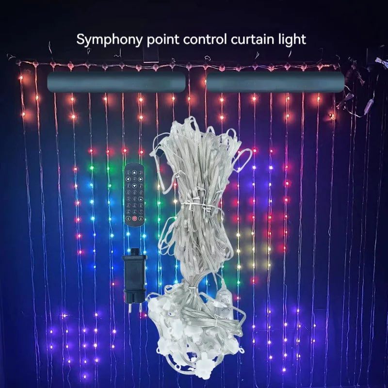 LED Bluetooth Smart RGB Curtain Lights - DIY Fairy Light Garland pour les fêtes, les mariages et la décoration de Noël