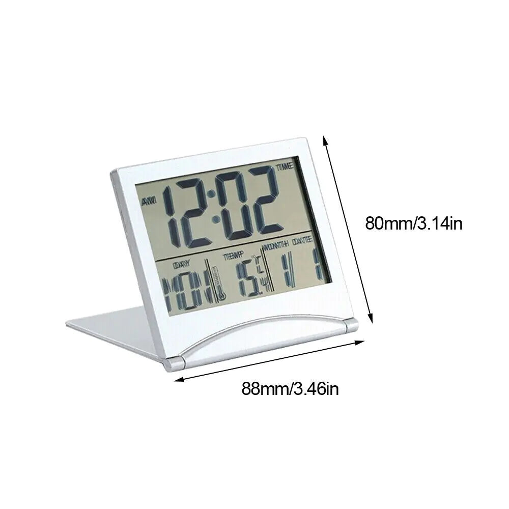 Réveil de voyage numérique Horloge LCD à température pliable Minuterie de bureau compacte Nouveau