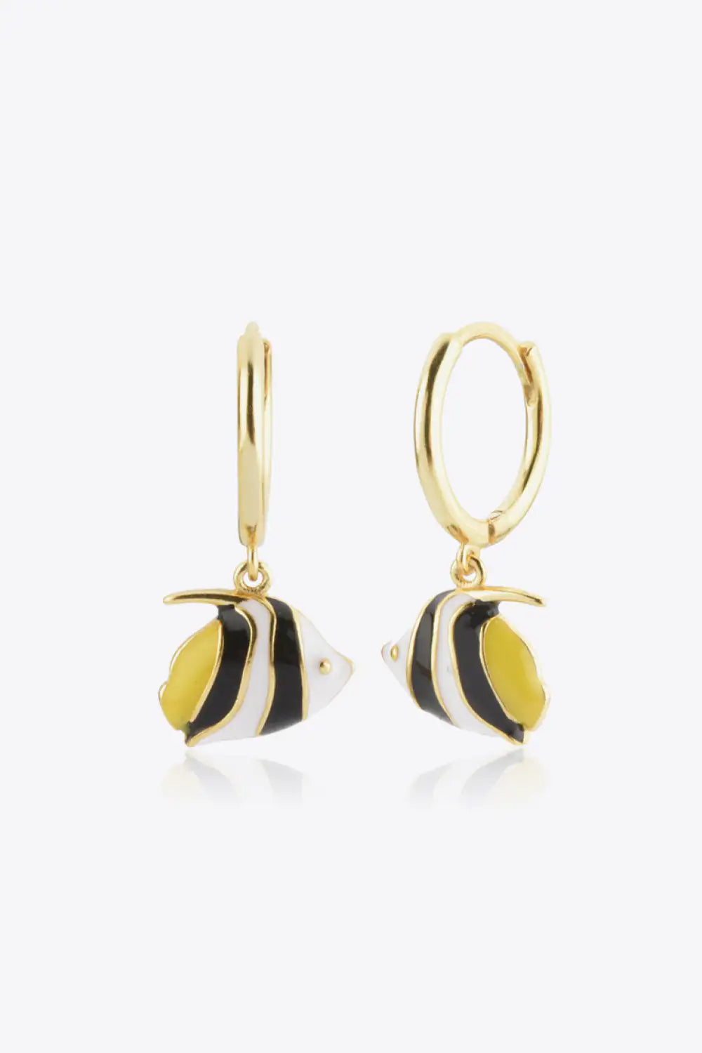 Boucles d'oreilles en argent sterling 925 Fish Drop Huggie