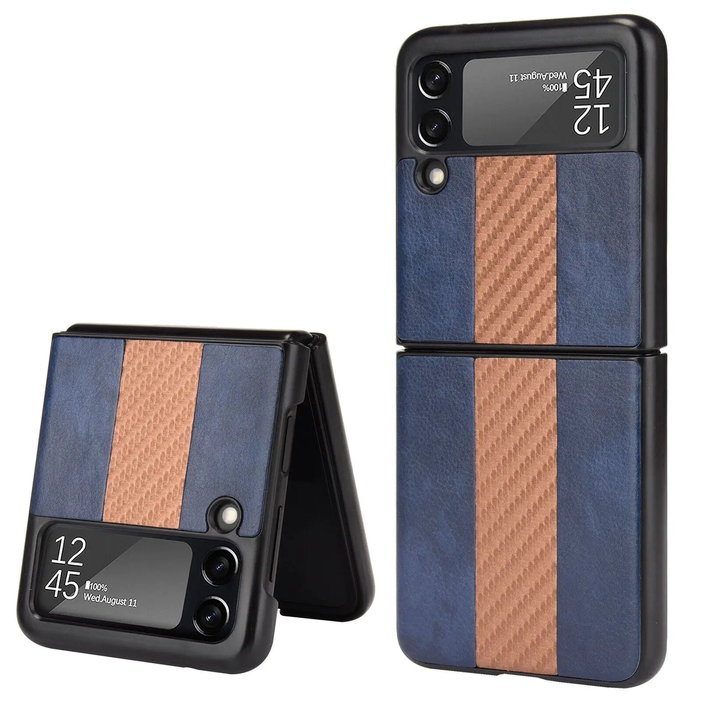 Pour Samsung Galaxy Z Flip 3 5G Housse de téléphone en cuir pliant mince et antichoc