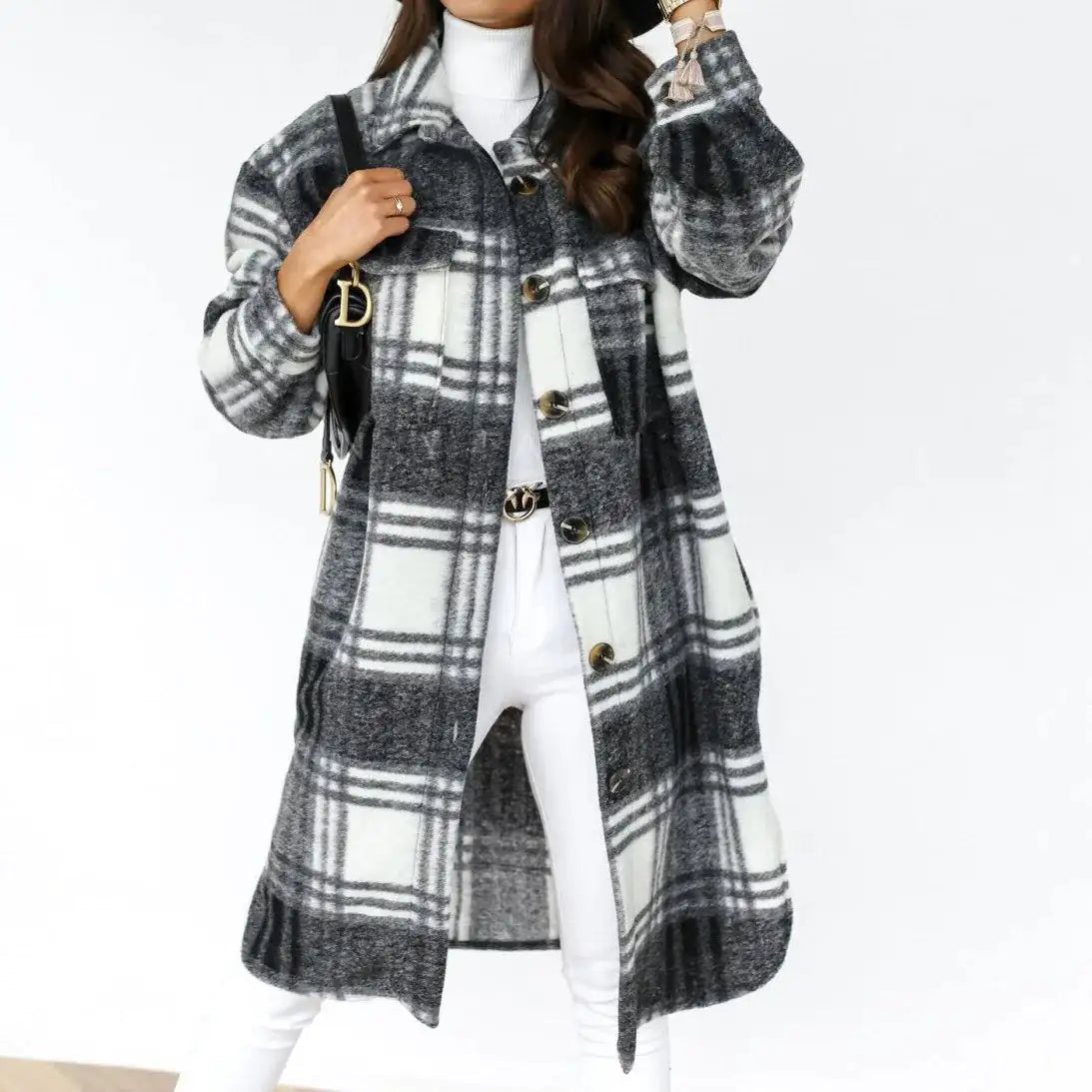 Manteau à carreaux en laine