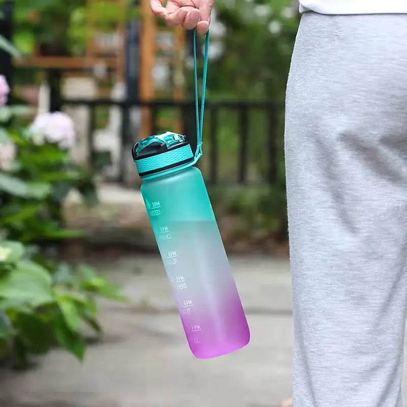 Bouteille d'eau de 1 litre Bouteille d'eau de sport de motivation étanche
