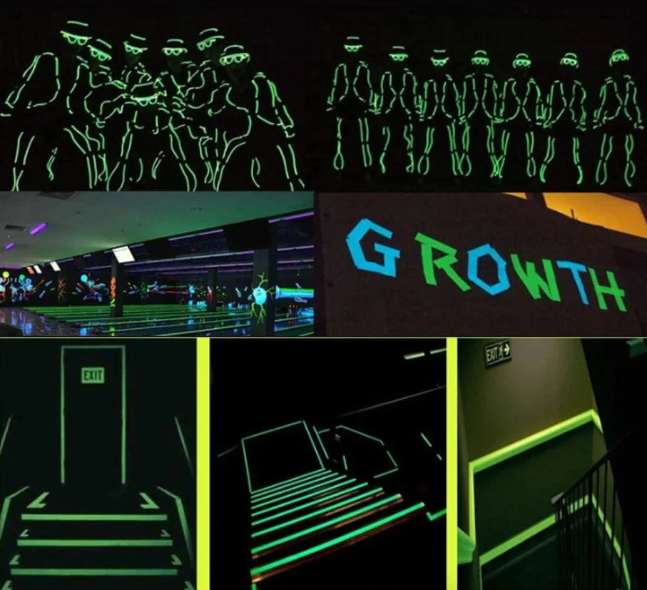 2PC Ruban lumineux Auto-adhésif Glow In The Dark Autocollant mural Lumière fluorescente