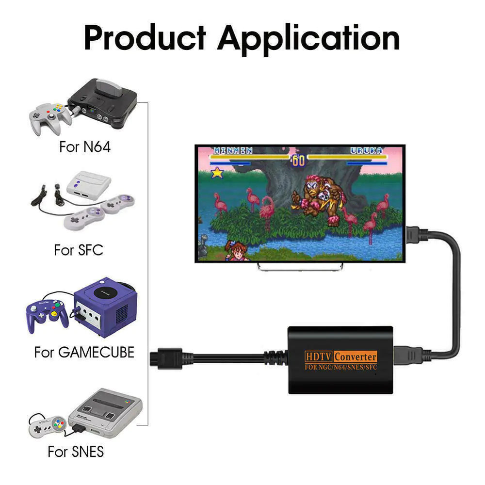 Adaptateur Convertisseur N64 Vers HDMI Câble De Liaison HD Pour Nintendo Gamecube Super NES SNES