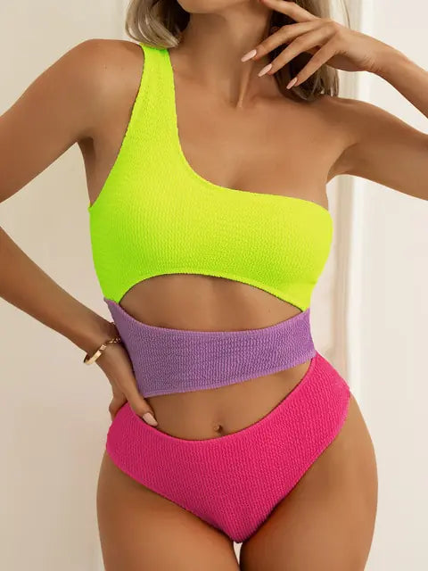 Maillot de bain taille haute texturé
