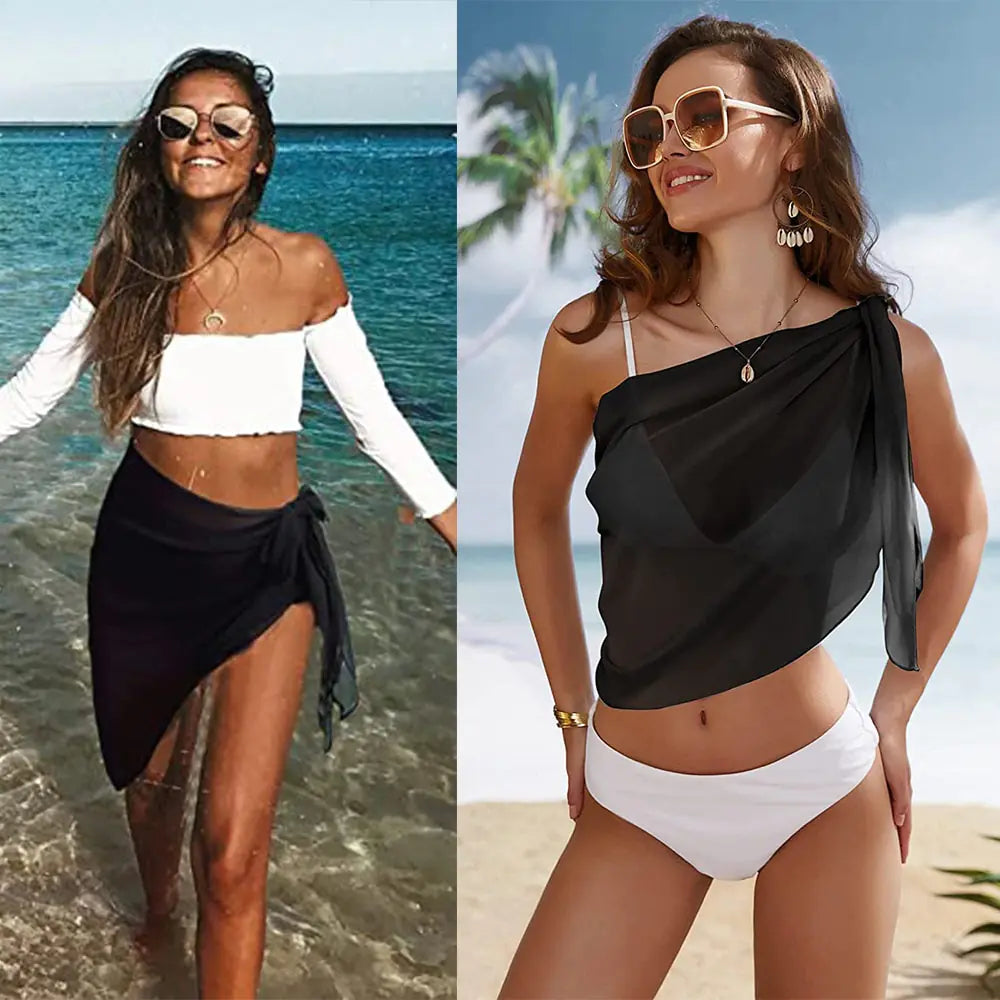 Enveloppe de sarong de plage en mousseline de soie transparente