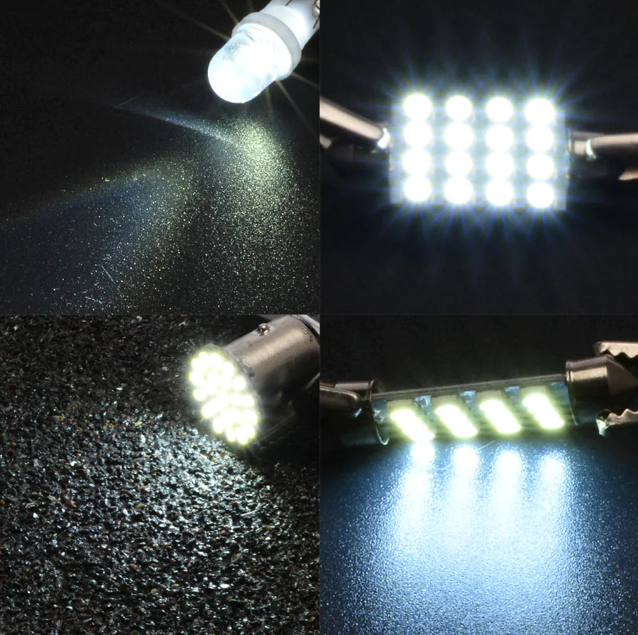 14Pcs T10 36mm LED Intérieur Accessoires de voiture Kit Carte Dôme Plaque d'immatriculation Lumières