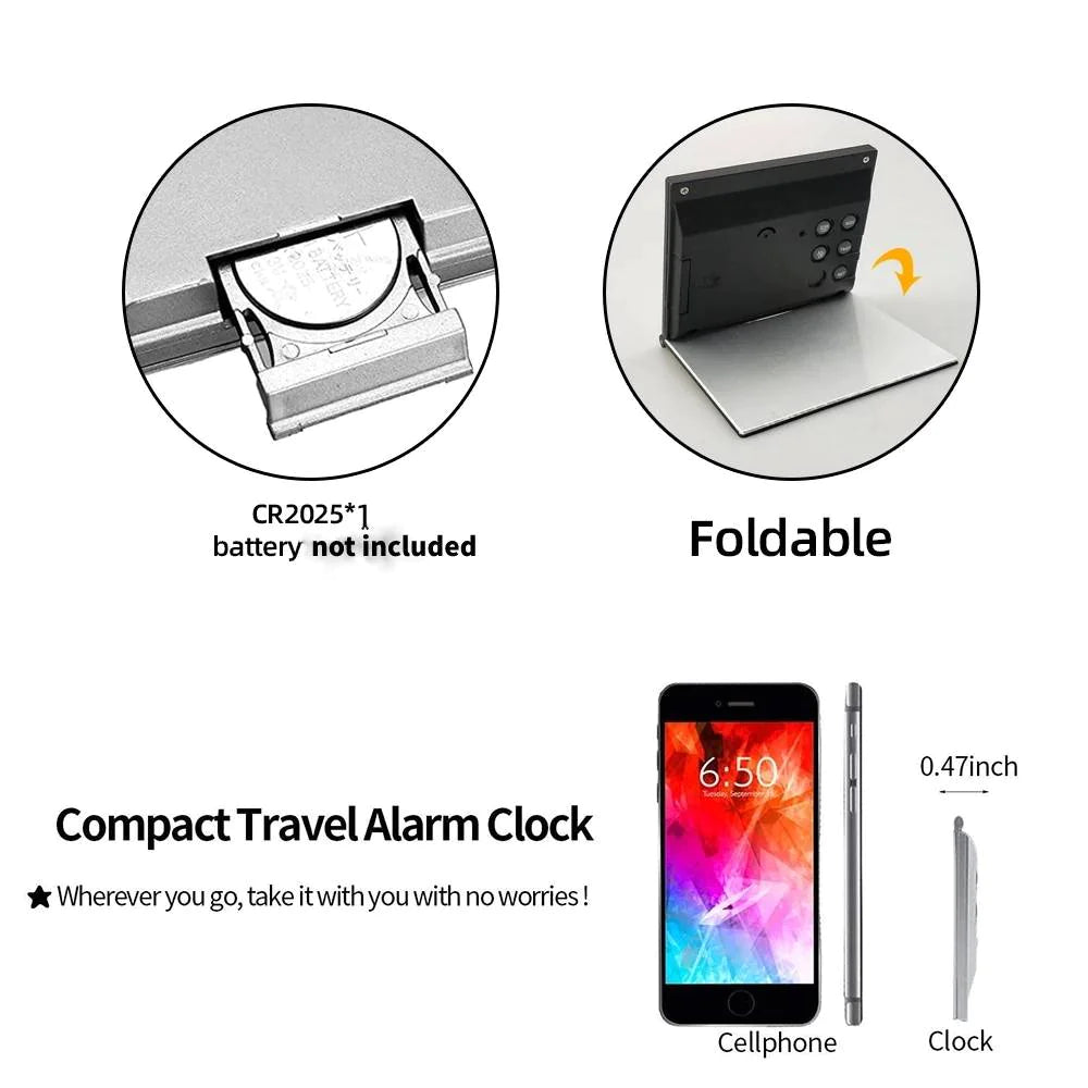 Réveil de voyage numérique Horloge LCD à température pliable Minuterie de bureau compacte Nouveau