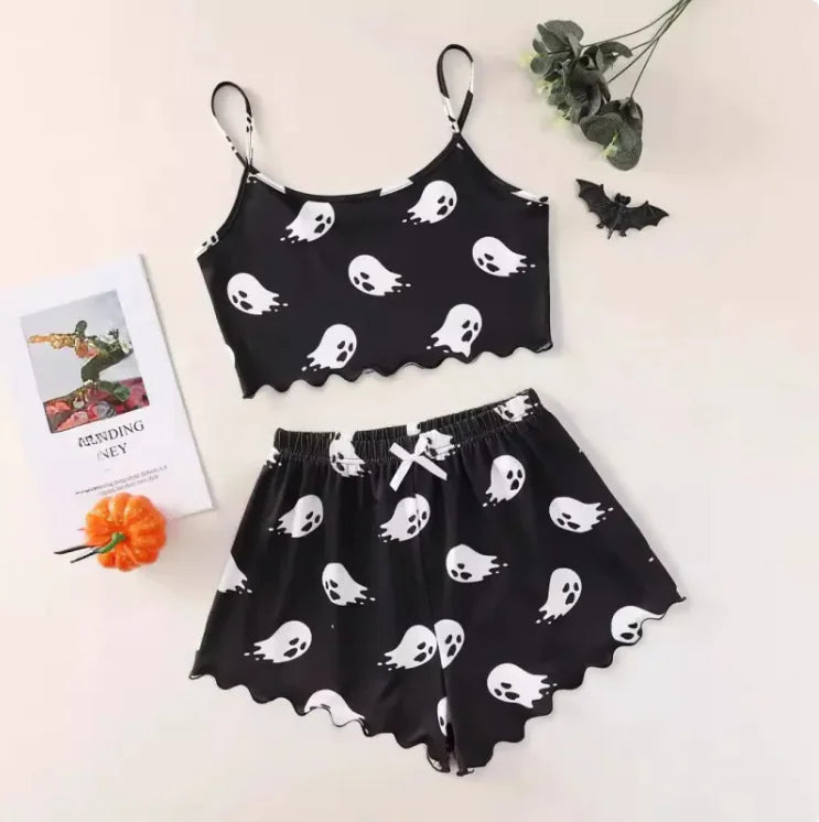Ensemble de pyjama en polyester confortable pour femmes d'Halloween