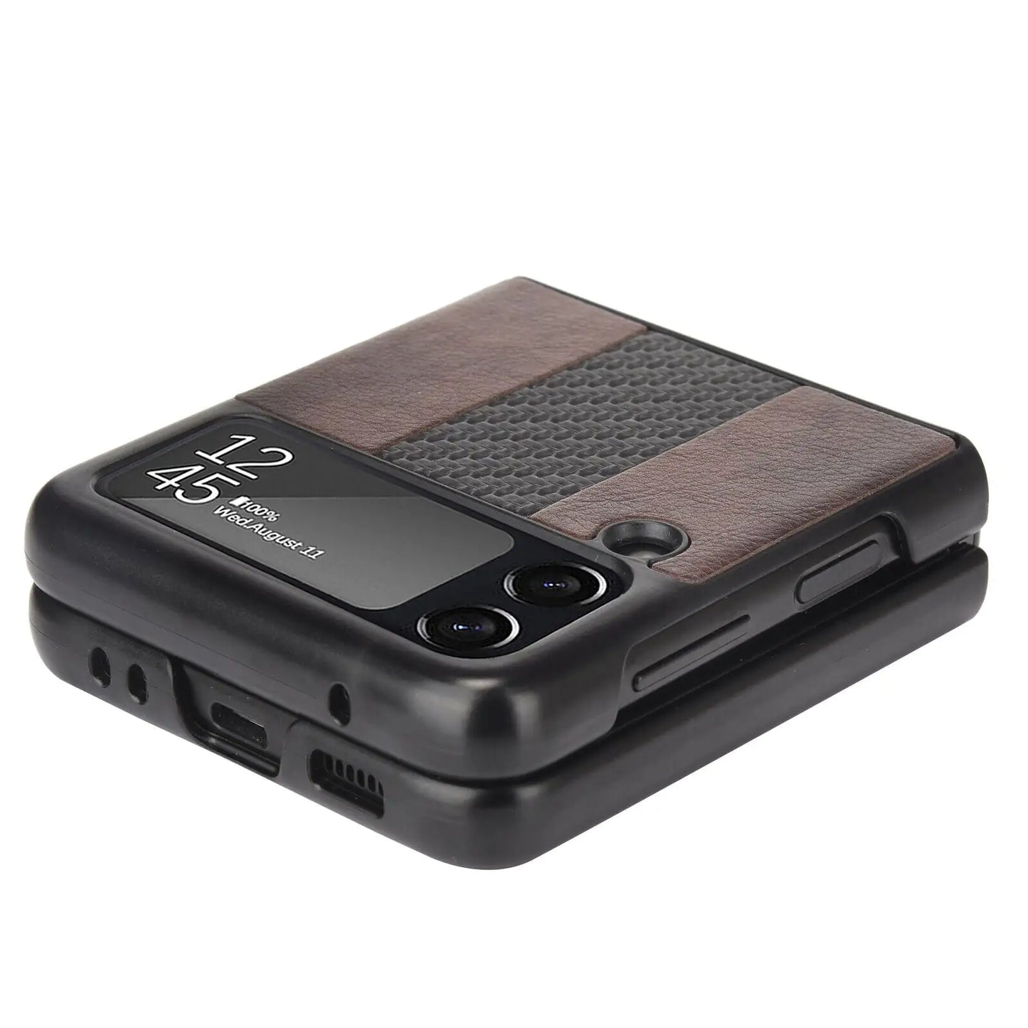 Pour Samsung Galaxy Z Flip 3 5G Housse de téléphone en cuir pliant mince et antichoc