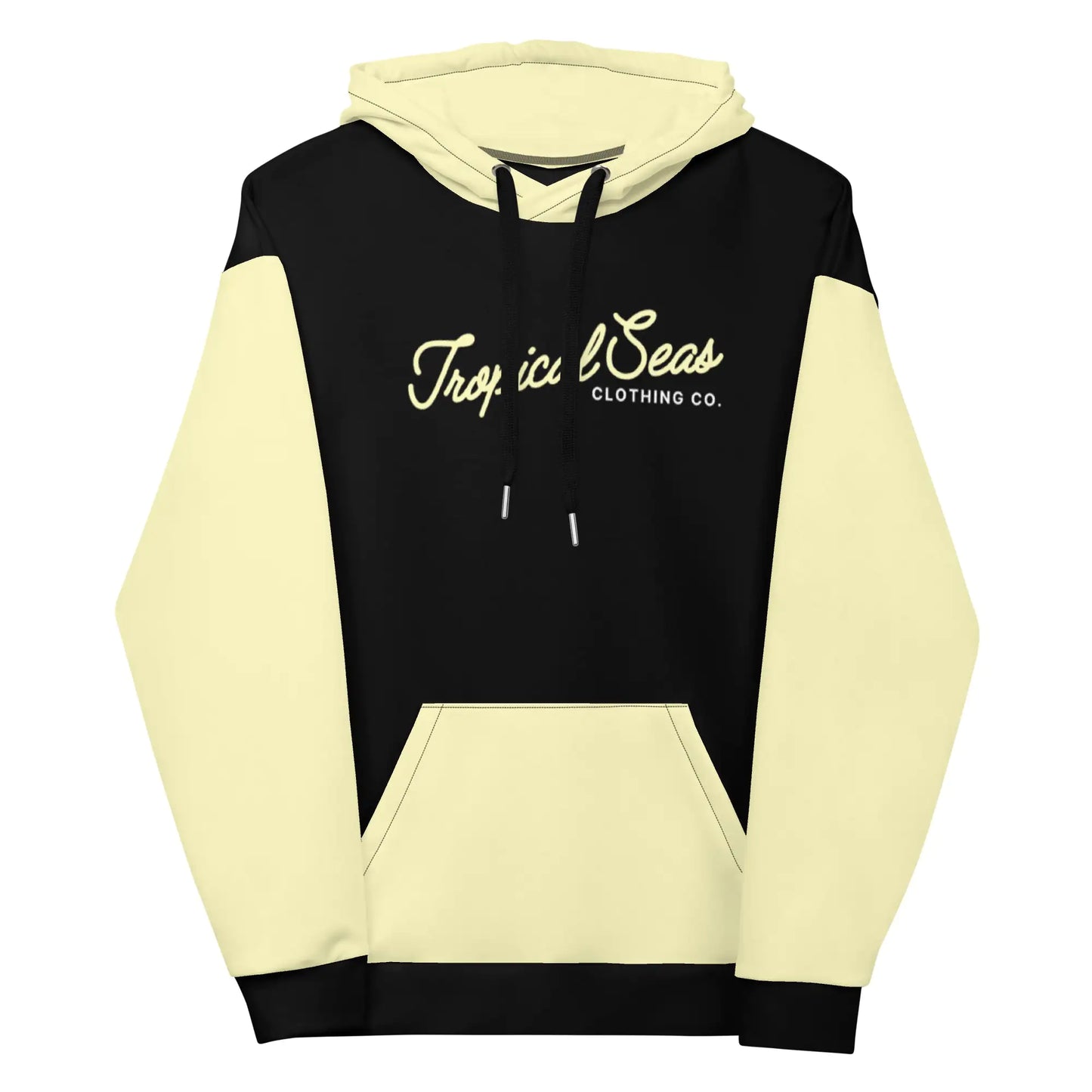 Sweat à capuche à deux tons de la mer tropicale jaune crème