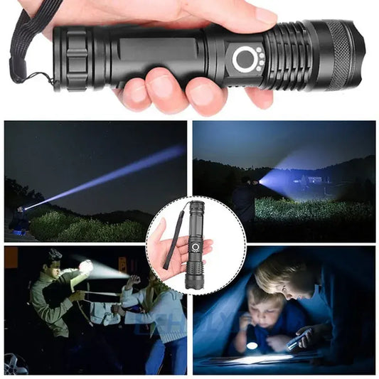 Lampe de poche LED haute puissance XHP100 Lampe de poche rechargeable