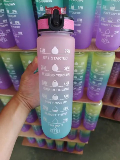 Bouteille d'eau de 1 litre Bouteille d'eau de sport de motivation étanche