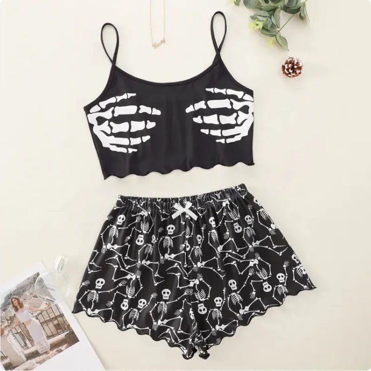 Ensemble de pyjama en polyester confortable pour femmes d'Halloween