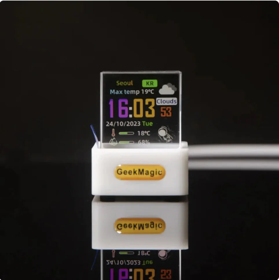 Mini horloge météo WiFi transparente à la mode et décor d'affichage