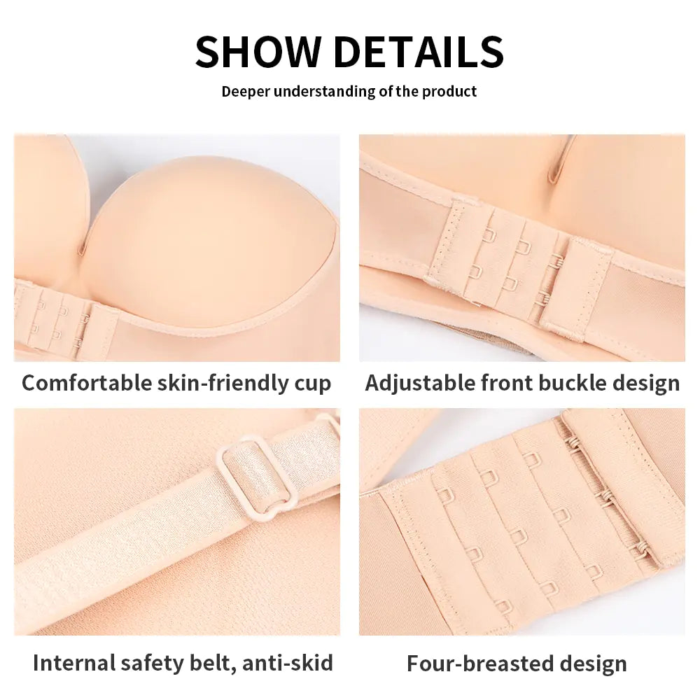 Soutien-gorge sans bretelles push-up invisible