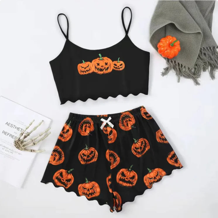 Ensemble de pyjama en polyester confortable pour femmes d'Halloween