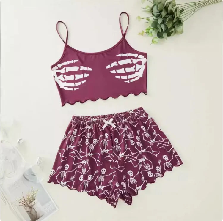 Ensemble de pyjama en polyester confortable pour femmes d'Halloween