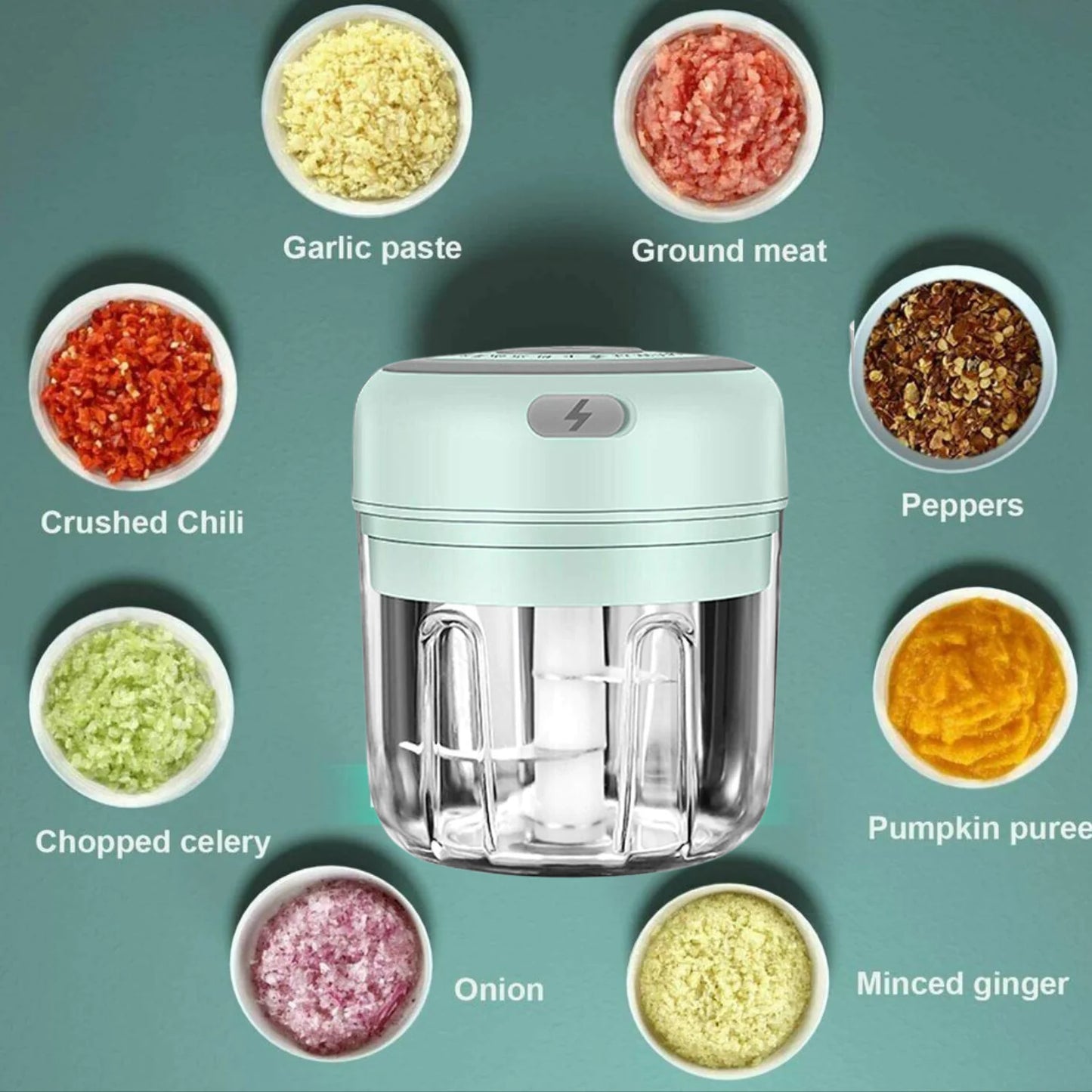 Électrique 300ML Ail Presse Chopper Chili Oignon Fruits Viande Hachoir Mélangeur Mélangeur