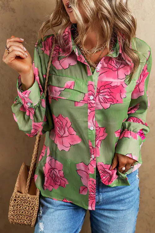 Chemise à manches longues rose-