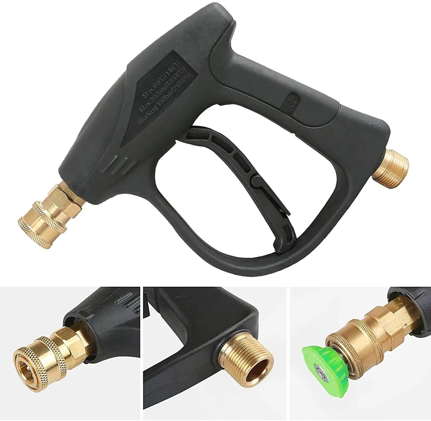 1/4" Pistolet à lave-glace haute pression 4000 PSI Car Wash Foam Spray Baguette courte avec buse