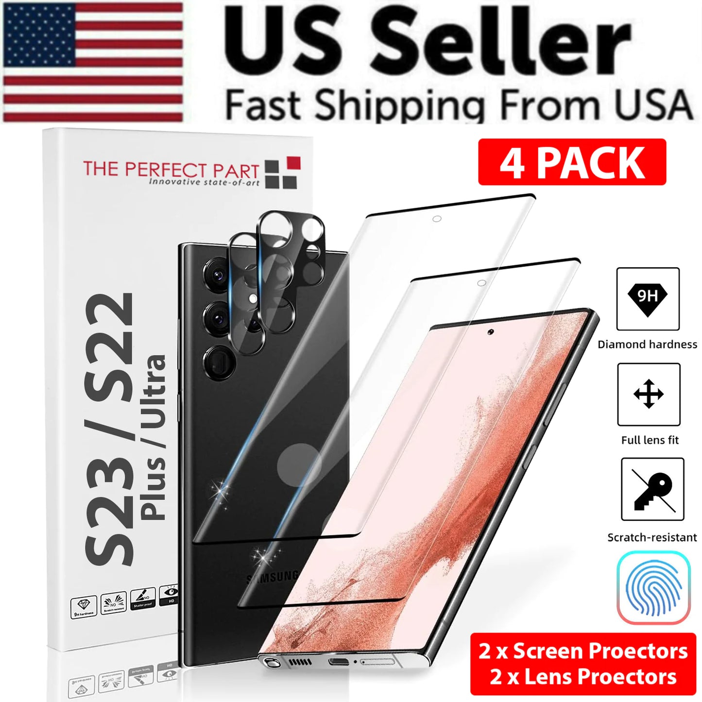 Protecteur D'écran En Verre Trempé Lens Hydrogel Pour Samsung S23 S22 Ultra Plus USA
